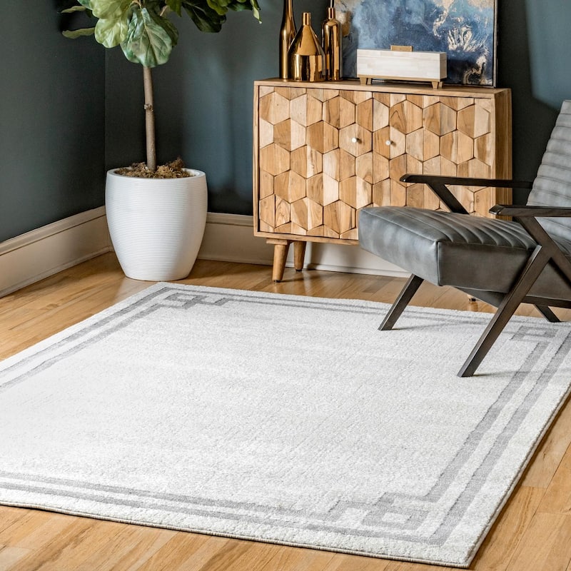 Nuloom Geometric Imani Border Area Rug - 5' x 7'5" - Grey - Rectangle