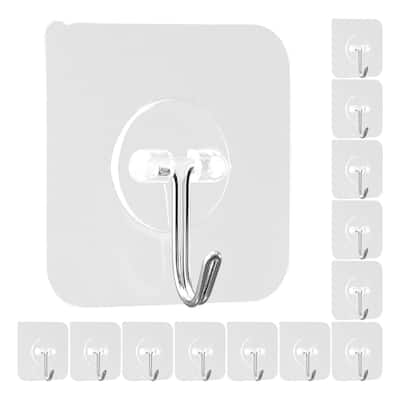 Self-Adhesive Coat Hooks 12 Pack Sticky Wall Hangers for Towels - 2.24 x 2.24 x 0.866 in