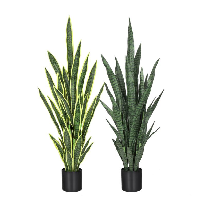 4ft Artificial Sansevieria Snake Plant in Black Pot - 48" H x 15" W x 15" DP
