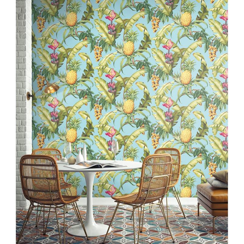 Seabrook Designs Pineapple Floral Unpasted Wallpaper