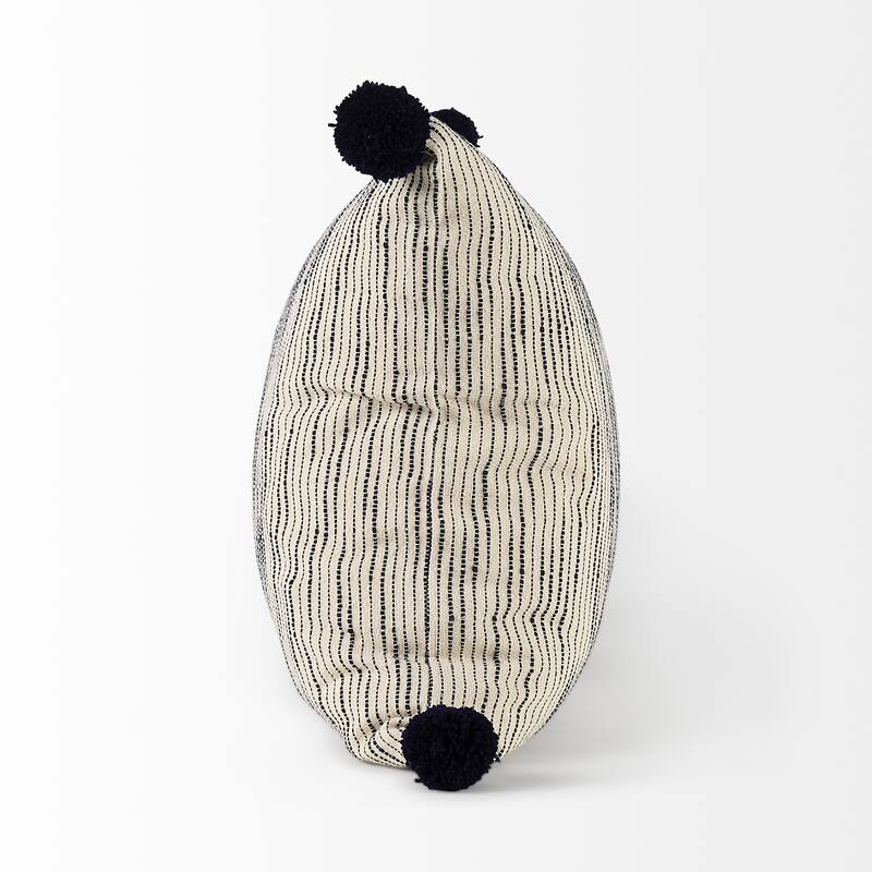 Krystal Cream/Black Pom Pom Decorative Pillow Cover