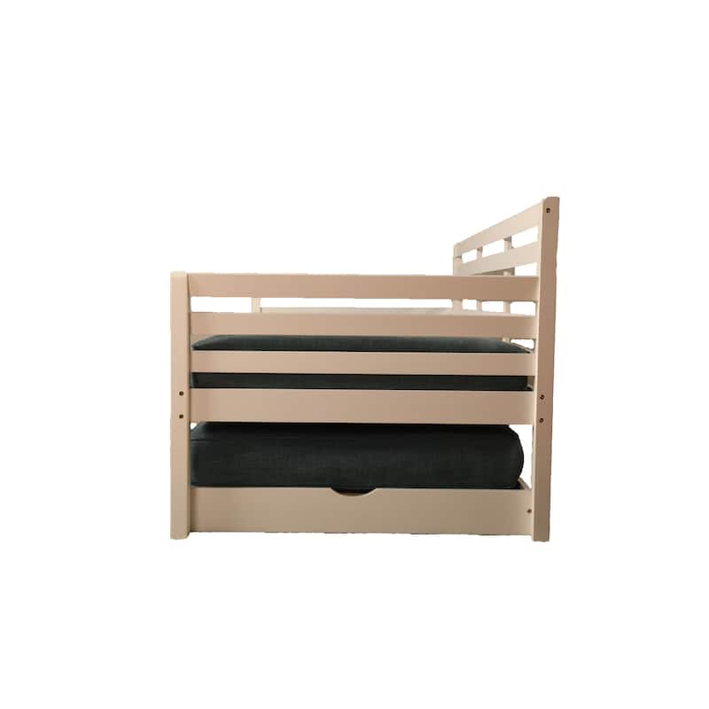 Somette Boho Daybed and Pop Up Bed in White with Mattresses