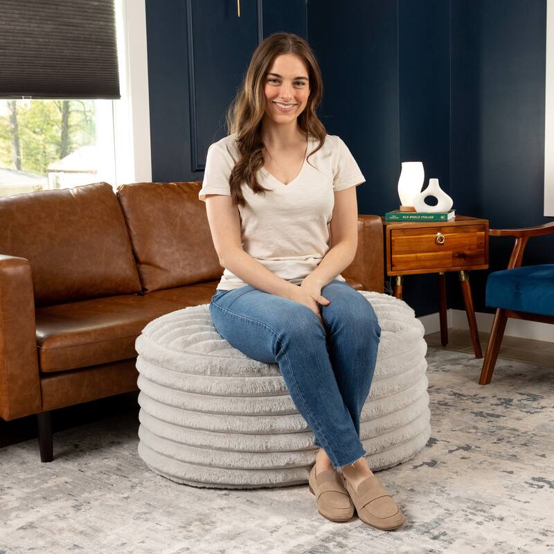 Jaxx Paran Pouf - Fluffy Faux Fur Ottoman for Modern Interior Design