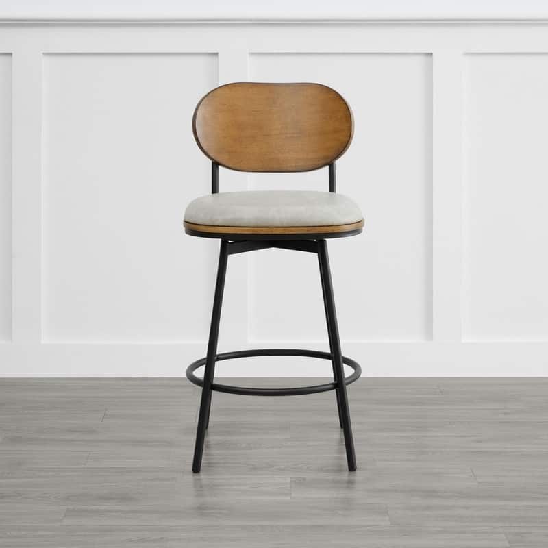 Spruce & Spring Megan Swivel Counter Bar Stool with Metal Legs