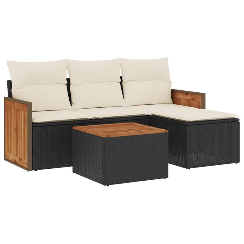 vidaXL Patio Sofa Set with Cushions Outdoor Conversation Furniture Poly Rattan - 21.7 x 21.7 x 14.6 in