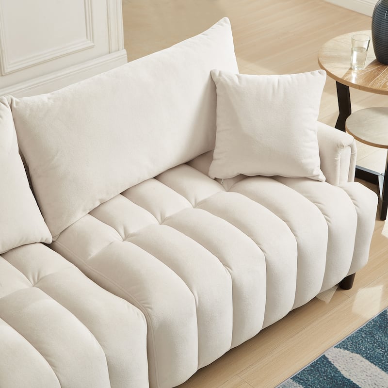 Futon Loveseat Couch Convertible into Sleeper Sofa Bed with Hidden Storage and Adjustable Backrest, Modern Loveseat Sleeper