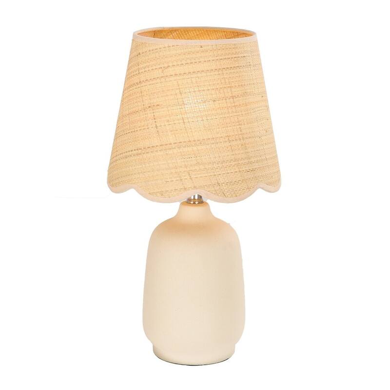 2 Pack Rustic Ceramic Accent Table Lamp with Raffia Shade