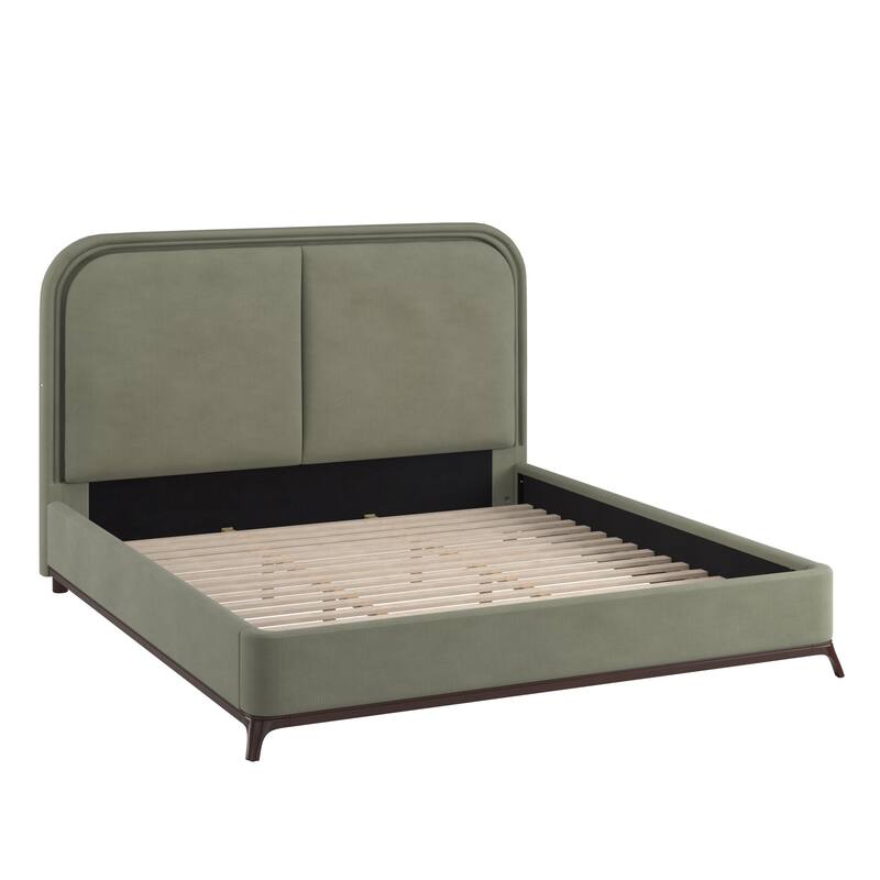 Tremont Curved LED Upholstered Platform Bed with Under-Bed Lighting by iNSPIRE Q Modern