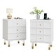 preview thumbnail 4 of 12, 3-Drawer Bedside Table Nightstand for Bedroom White+Gold-2PCS
