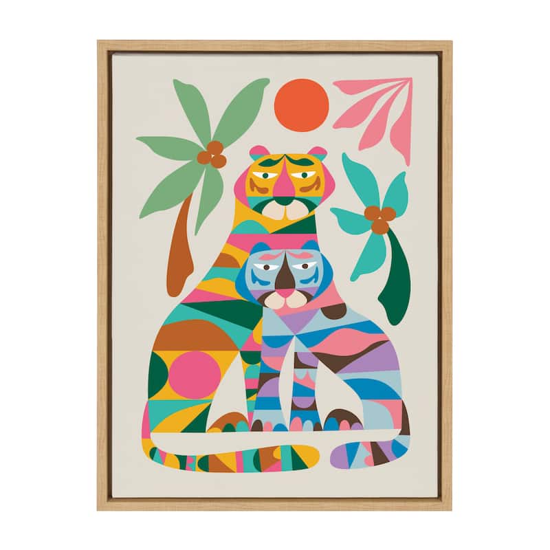 Kate and Laurel Sylvie MCM Tiger Love Framed Canvas by Rachel Lee