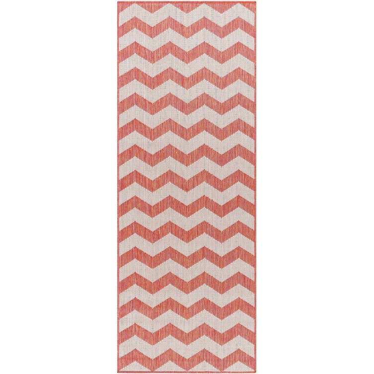 Livabliss Motala Indoor/ Outdoor Chevron Area Rug - 2'7" x 7'3" Runner - Brick Red