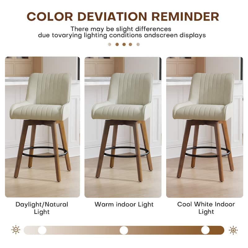 26" Faux Leather Upholstered Wood Swivel Counter Stool Set of 3 or 4 - 38.8"H x 20.5"W x 21.7"D