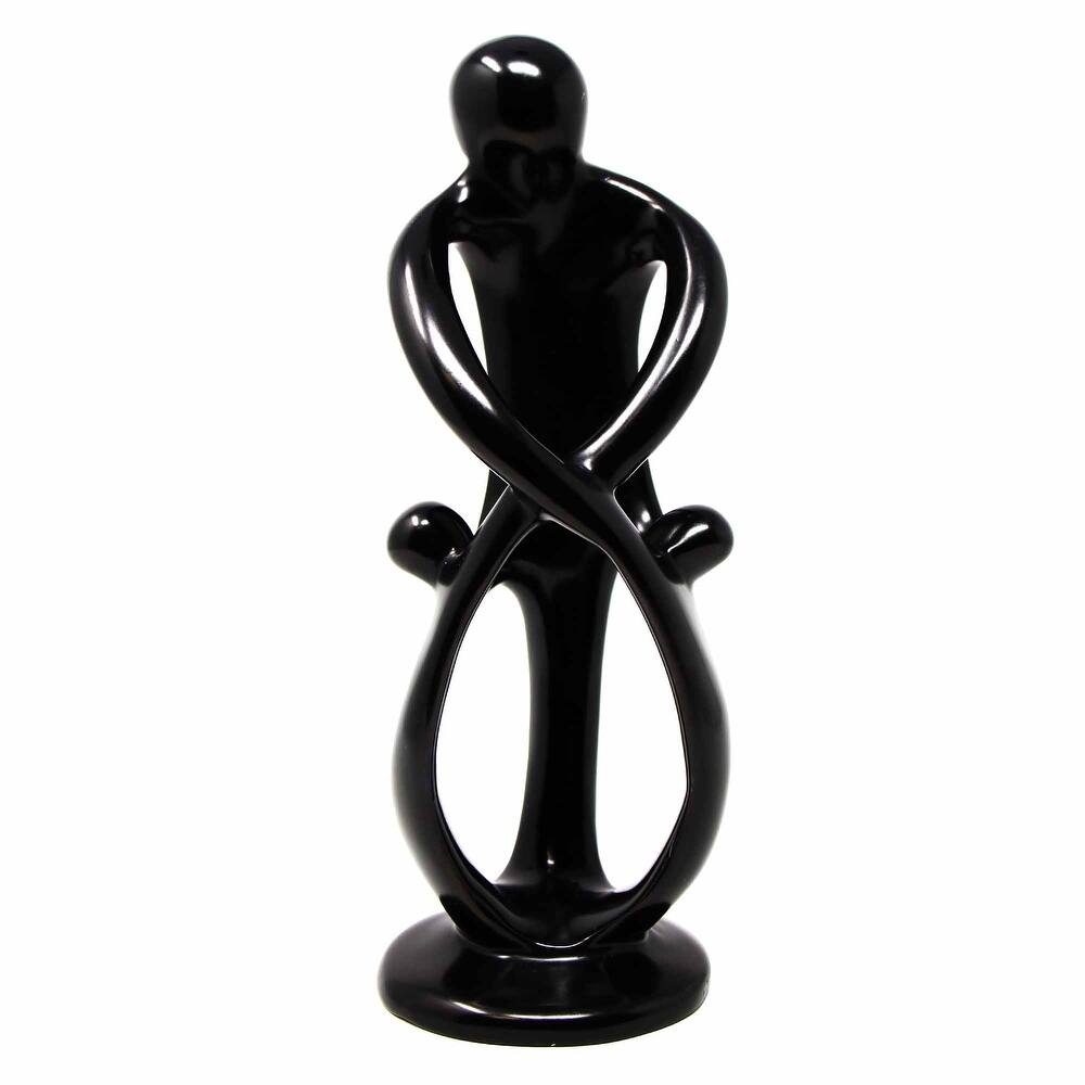 Handmade Soapstone Family Sculpture, Black Finish