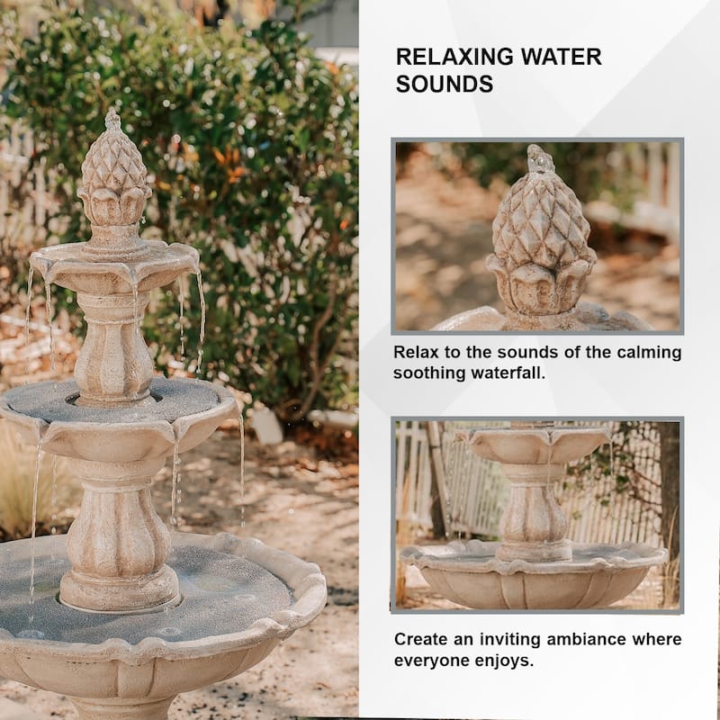 XBrand 51 in Tall 3-Tier Freestanding Waterfall Fountain, Outdoor Garden, Yard, Lawn, Porch Décor