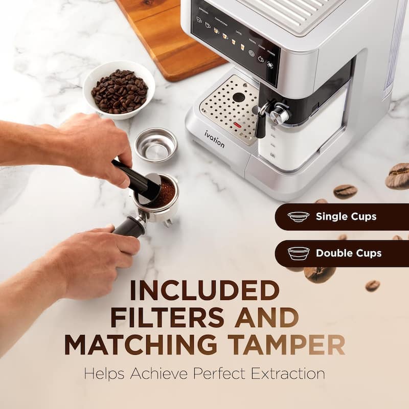 Ivation Espresso Cappuccino Latte Machine w/ Frother & 58mm Portafilter - Grey