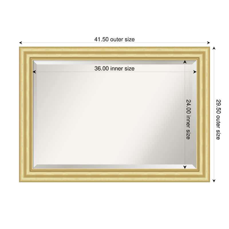 Sophia Beveled Framed Bathroom Vanity Wall Mirror - 42 x 30 in - Sophia Gold