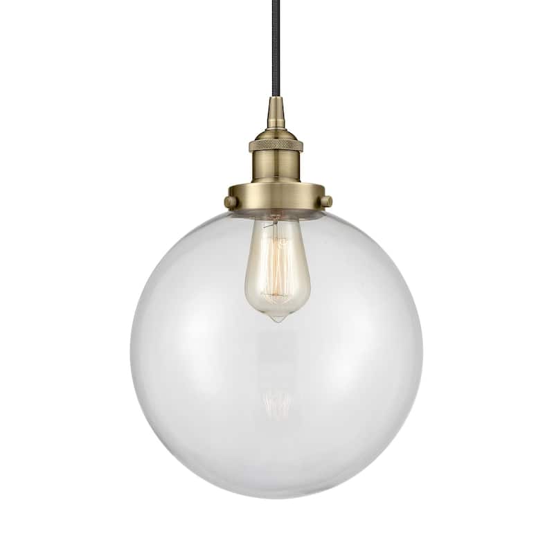 Innovations Lighting 616-1PH-14-10 Beacon Pendant Beacon 10" Wide - Antique Brass / Clear