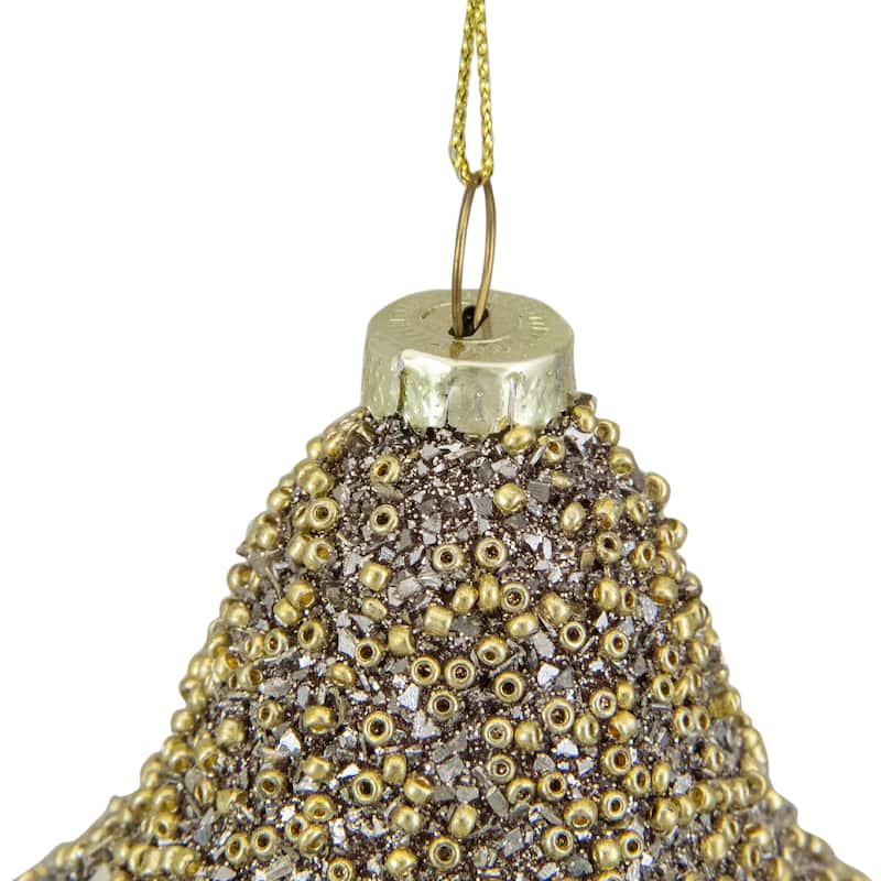 4.75" Champagne Gold Mushroom Glass Christmas Ornament