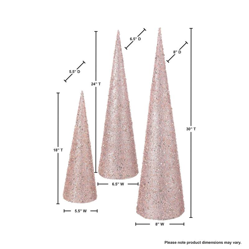 Sequin Bead Cone Tree 3pc Set