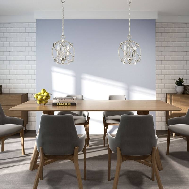 Livex Lighting 3-light Polished Nickel Pendant/Semi-Flush, 40903-35 - 12.625" DIA X 12.25" H/12.625" DIA X 14.25" H