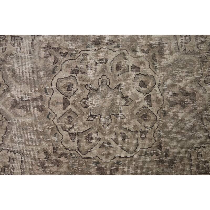 Distressed Tabriz Persian Antique Rug Handmade Oriental Wool Carpet - 6'7" x 9'2"