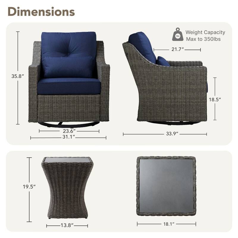 Murphy Outdoor Wicker Patio Furniture Swivel Glider Chair