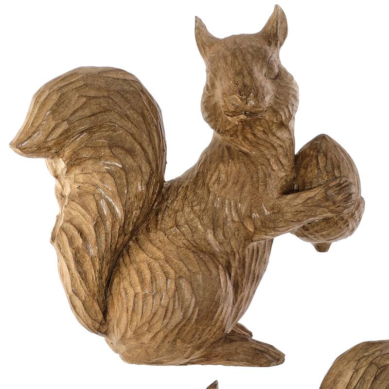 7.5" Resin Winter Chalet Squirrel Set of 2 - NATURAL STONE POWDER 52%, POLYRESIN 48%