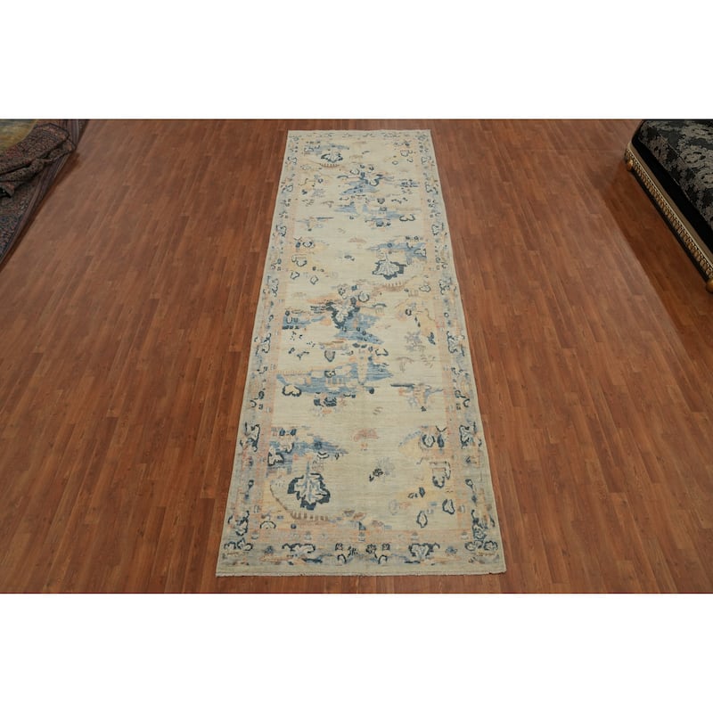 Hand Knotted Oriental 100% Wool Carpet Traditional Floral Multi-Colored Art Deco Runner Rug - 14' 3'' X 4' 8''