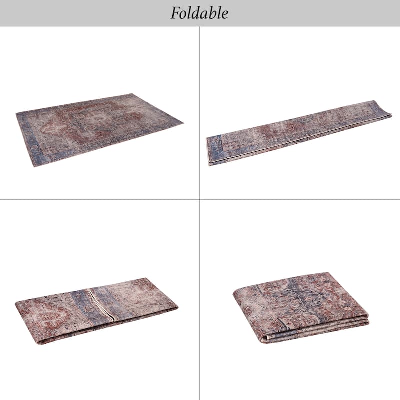 LOOM & LUXE Burgundy/Blue Area Rugs for Living Room