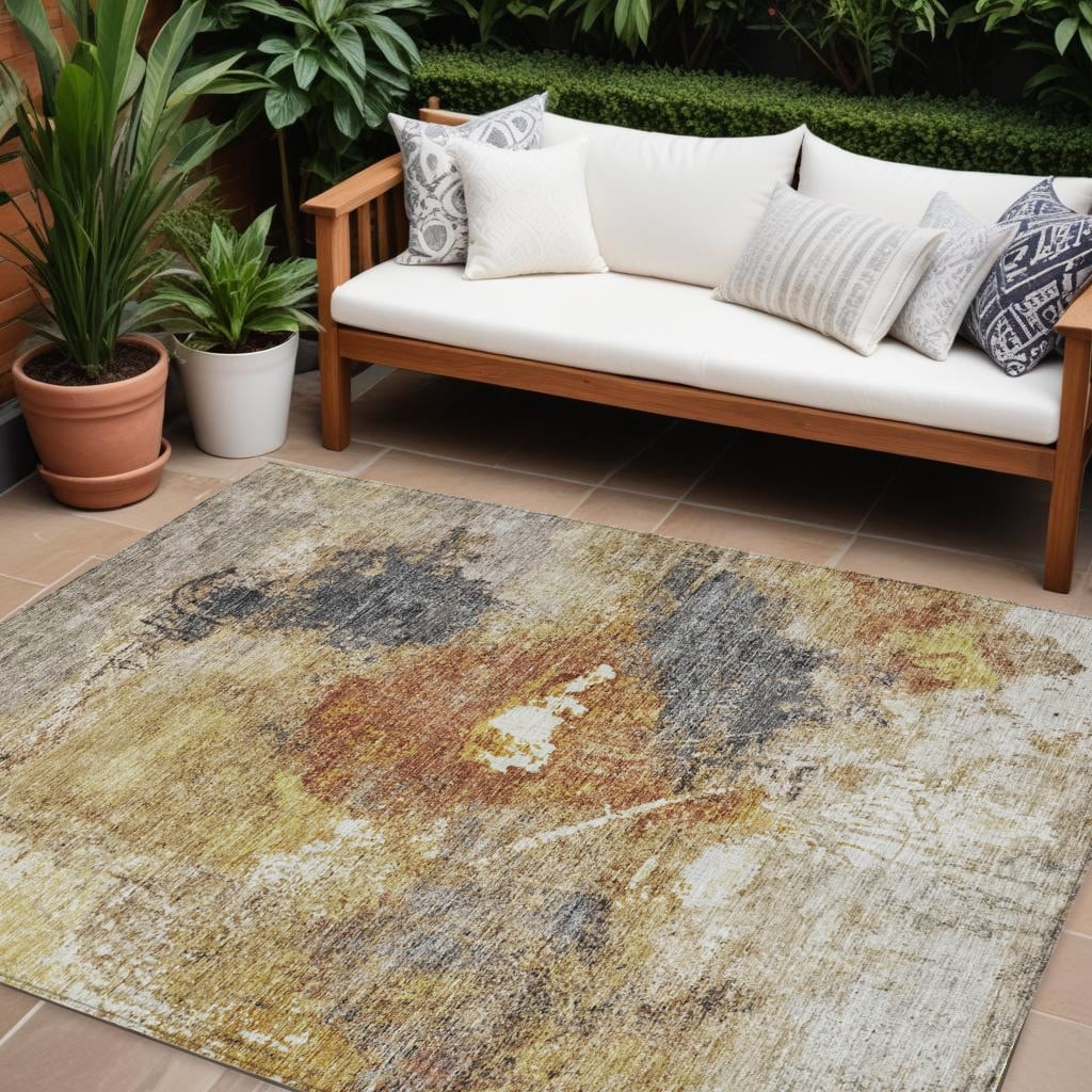 HomeRoots Abstract Transitional Rectangle Outdoor Rug