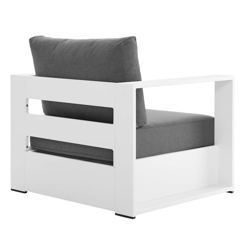 Tahoe Outdoor Patio Powder-Coated Aluminum Armchair - White Charcoal