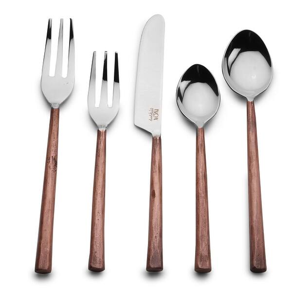 slide 2 of 8, Inox Copper Antique Sundance Design 5-piece Flatware Set