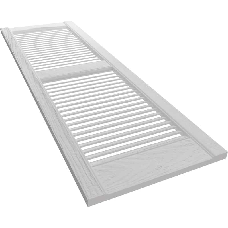 Builders Edge, Standard Cathedral Top Center Mullion, Open Louver Shutters, Includes Matching Installation Spikes (Per Pair)