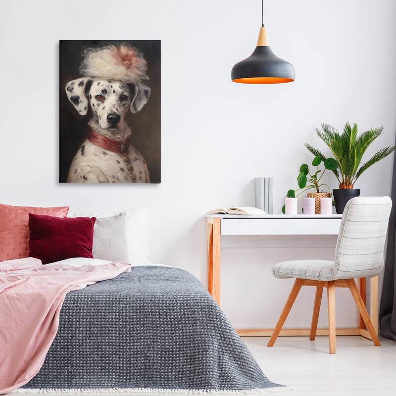 Stupell Dalmatian with Fancy Hat Portrait Canvas Wall Art Design By Wumples