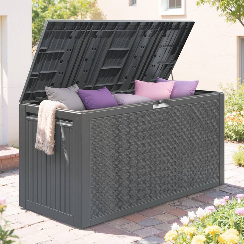 90 Gal Fall-Inspired Corn Maze Look Resin Deck Box Outdoor Storage Box