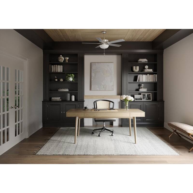 AirPro 52 in. Brushed Nickel 5-Blade AC Motor Transitional Ceiling Fan with Light - 52 in x 52 in x 16.7 in