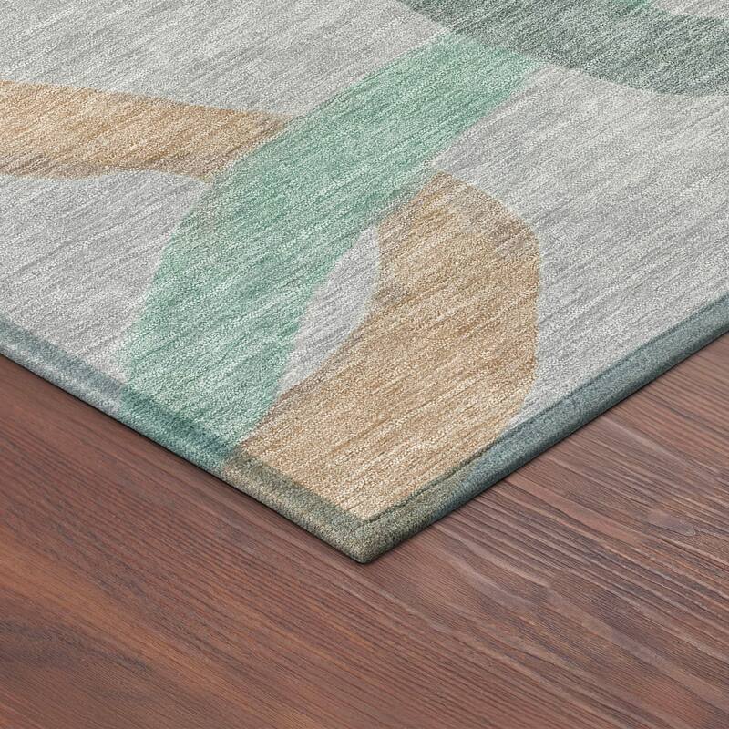 Machine Washable Indoor/ Outdoor Abstract Links Chantille Rug