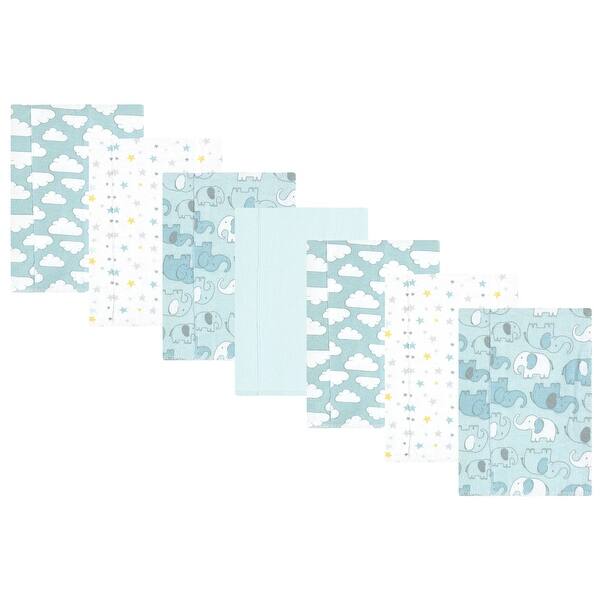 slide 1 of 1, Hudson Baby Infant Boy Cotton Flannel Burp Cloths, Boy New Elephant 7-Pack, One Size - Boy New Elephant 7-Pack - One Size One Size - Boy New Elephant 7-Pack