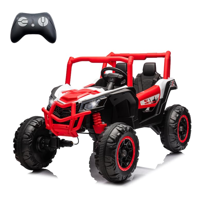 24V 2seater Side by Side 4x4 Ride on Off-Road Truck with Parent Remote Control and two safety belts - Red
