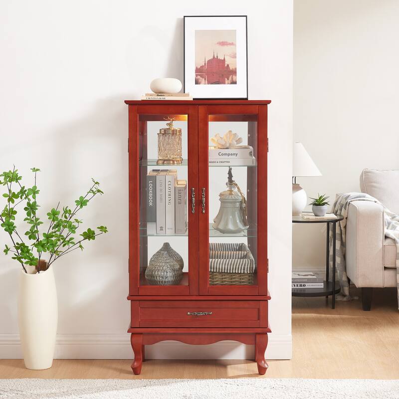 Exquisite Lighted Glass Display Cabinet with Versatile Storage and Stylish Design for Home