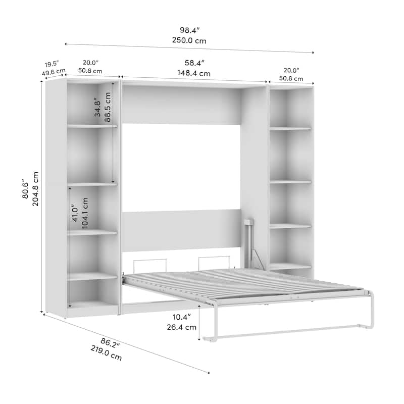 Claremont Full Murphy Bed with Closet Organizers (99W) by Bestar