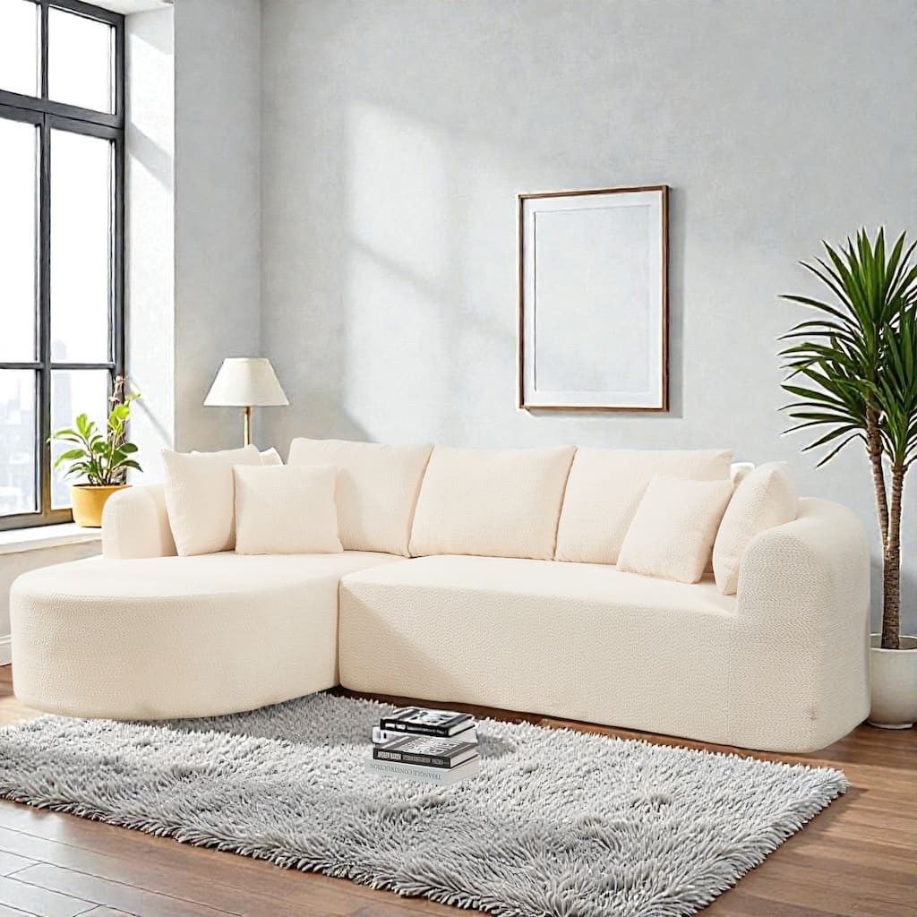 109" Cloud Sectional Couch, Boneless L-Shaped Sofa with Chaise, Corduroy Upholstery, Memory Foam