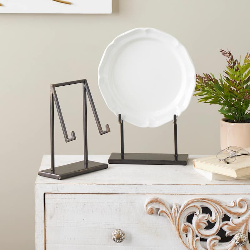 Metal Modern Abstract Easel - Set of 2 Black - Roche River Decor - 4"W x 9"L x 11"H