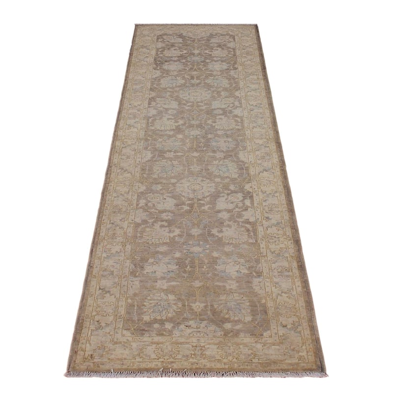 Oriental Ziegler Kathline Brown Ivory Hand-Knotted Wool Runner - 2'9'' x 9'10''