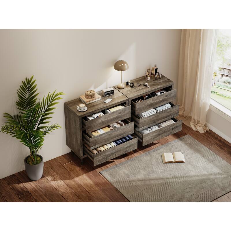 3 Drawer Nightstand Wooden Storage Drawer Cabinet Tall Side Table with Anti Rollover Restraint for Bedroom