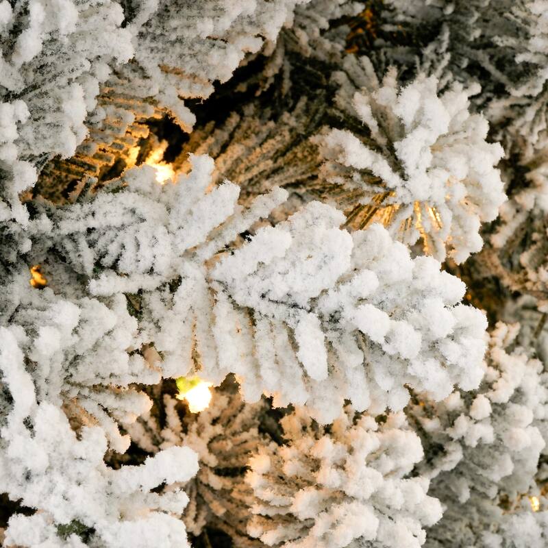 Roomfitters 3 Piece Flocked Artificial Christmas Tree Set, Includes 4FT 5FT and 6FT Snow Trees, Green+White