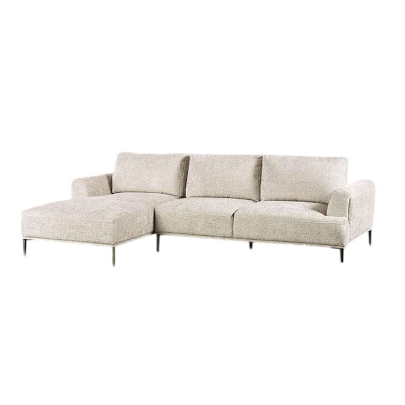 Batty L Shaped Sectional Chaise Sofa, Light Brown Chenille, Adjustable