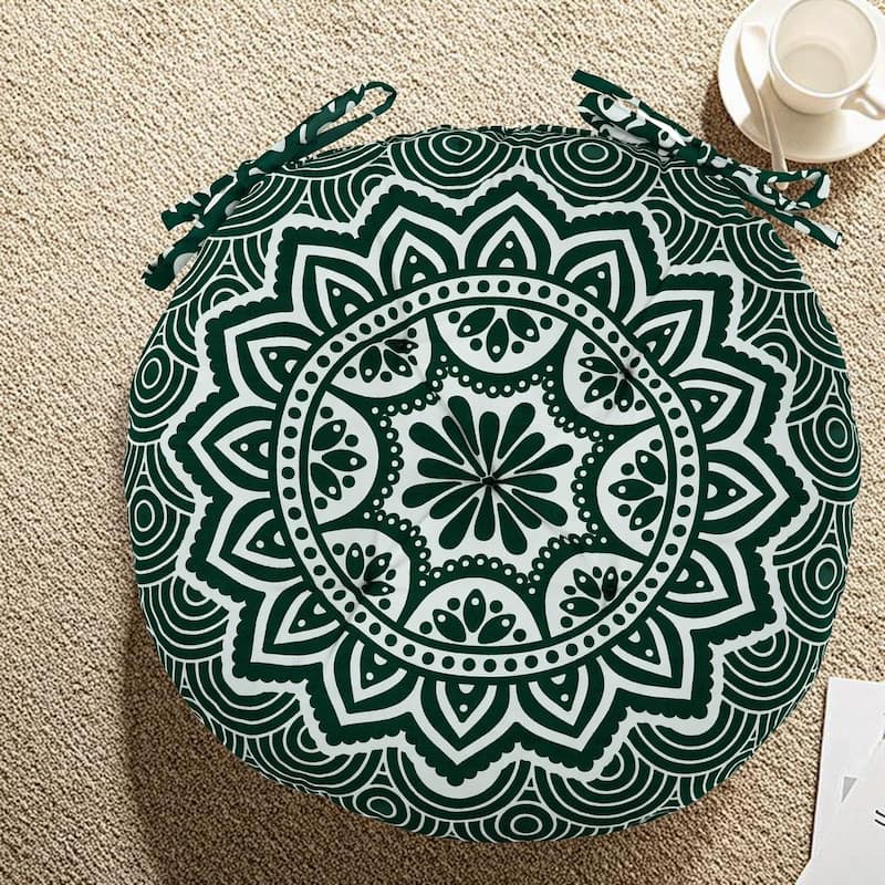 16" Round Tufted Chair Pads Cushions with Ties – Thick, Comfortable Seat Cushions for Dining Chairs/Office Chairs/ Bar Stool