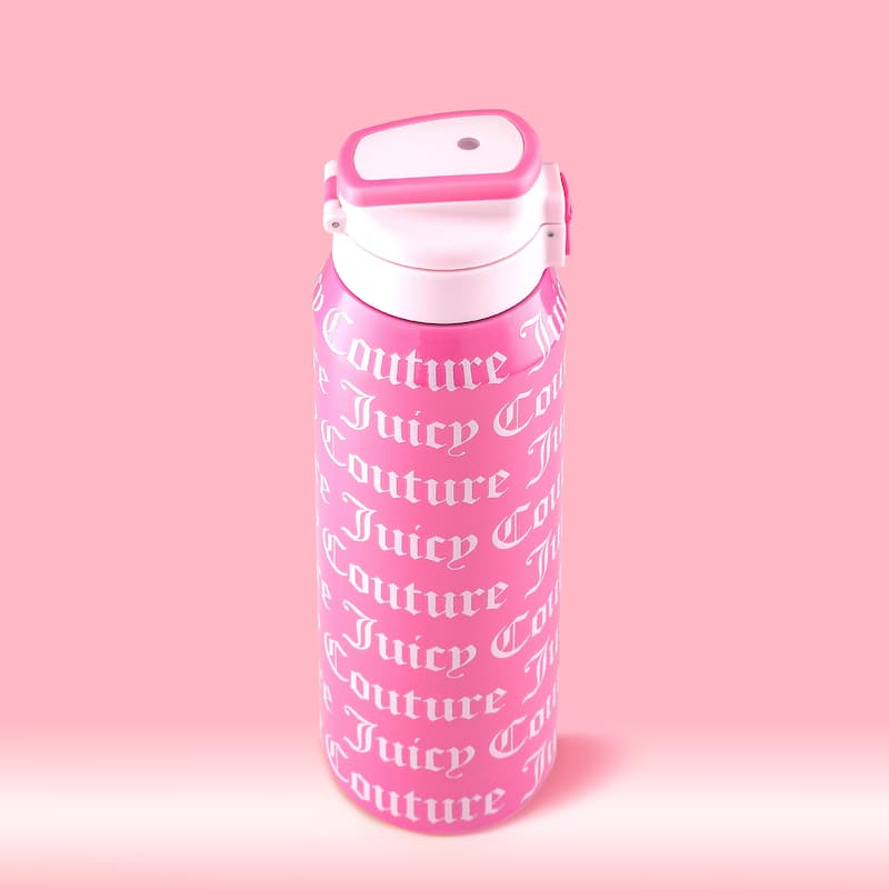 Juicy Couture Glam Getaway Hydration Stainless Steel Tumbler with Flip Top Lid