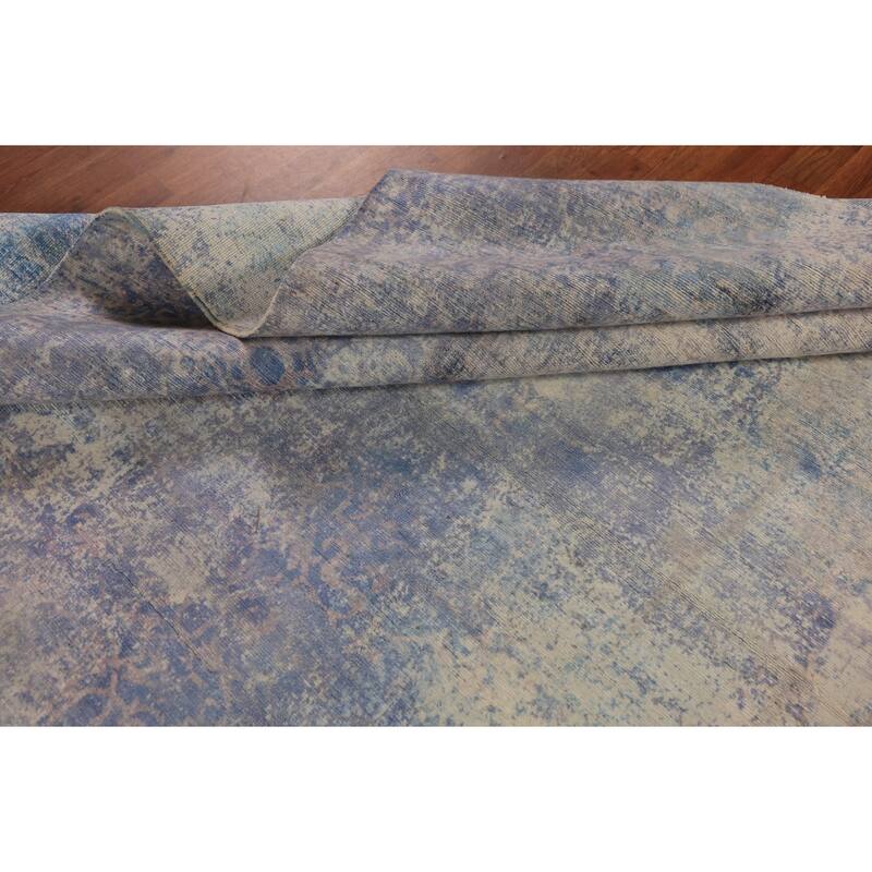 Abstract Indian Rug Hand-Knotted Multi-Color Wool Carpet - 8'11"x 11'11"